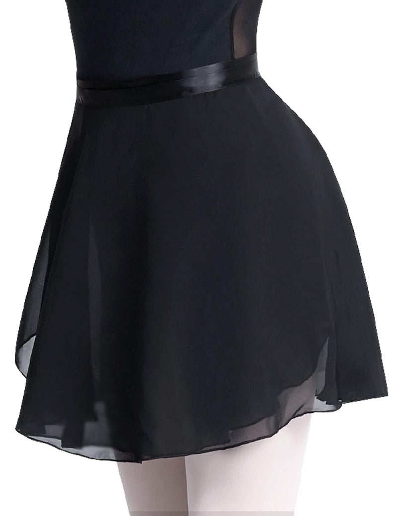 Daydance تنورة باليه سوداء للفتيات من دايدانس، شيفون شفاف، وشاح رقص فوق الزي المتكامل - Image 3